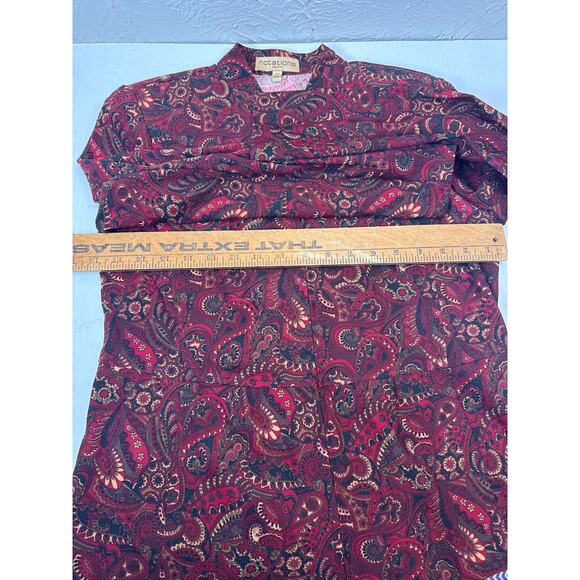 Notations Womens Black/Red Paisley Jacket 3/4 Sleeves Zip Front Petite Size PS - Picture 5 of 5